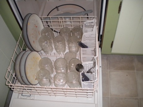 I did dump the jars in with my dirty dishes.  They all ended up clean in the end.